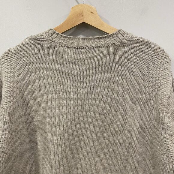 PATAGONIA L Gray Striped LS Crewneck Knit Sweater Lambswool Preppy Ski Outdoors - Picture 12 of 16